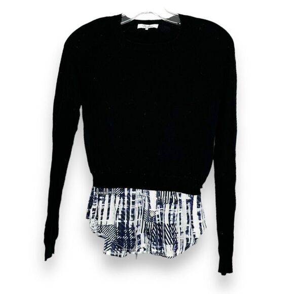 Parker Liff Black Abstract Shirt Tail Sweater Combo Silk Sweater Women’s Size XS - Picture 3 of 10